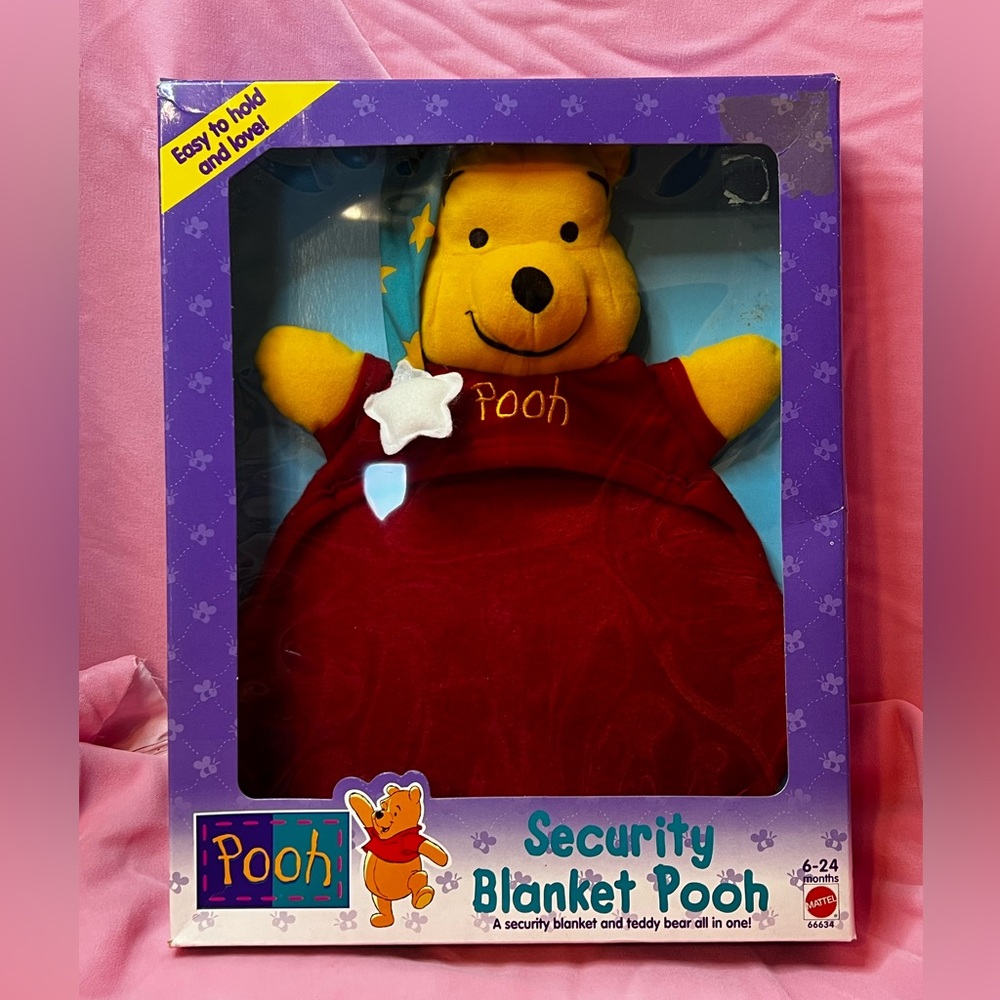 Mattel Pooh Security Blanket with Red and Yellow